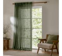 Yard Cirrus Woven Sheer Curtain Panel Forest 290Cm Width 250Cm Drop, Green