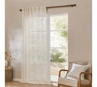 Furn. Yard Cirrus Woven Sheer Curtain Panel - Airy Semi Sheer Modern Curtain (Pearl - 290x250cm)