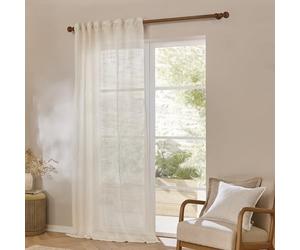 Furn. Yard Cirrus Woven Sheer Curtain Panel - Airy Semi Sheer Modern Curtain (Pearl - 290x250cm)