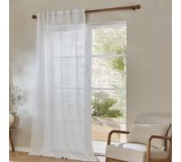 Furn. Yard Cirrus Woven Sheer Curtain Panel - Airy Semi Sheer Modern Curtain (Snow - 140x250cm)