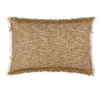 furn. Yard Doze Woven Cushion Cover - Two-Tone Woven Reversible Design Fringed Trim Hidden Zip (Biscuit - 60 x 40 cm)
