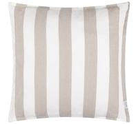 furn. Yard Hayle Cotton Outdoor Cushion Cover - Reversible Striped Garden Cover Only (Natural - Cushion Cover Only, 50 x 50 cm)