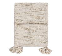 furn. Yard Heath Woven Throw - Soft Textured Cotton Blend Throw with Chunky Tassel Corners (Natural - 130 x 180 cm)