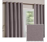 furn. Yard Heavy Chenille Eyelet Curtain Pair - Lined Room Darkening Soft Velvet Curtains (Mauve - Width 229 x Drop 183cm)