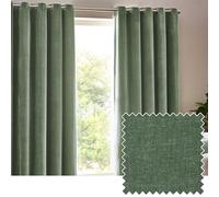 Yard Heavy Chenille Velvet Eyelet Curtains - Eucalyptus - 229 x 229cm, Green