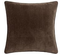 furn. Yard Heavy Chenille Feather Filled Cushion - Luxury Soft Velvet Piped Decorative Cushion (Brown - 50x50cm)