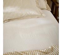 furn. Yard Hebden 100% Cotton Narrow Stripe Fitted Sheet - Ultra Soft Striped Textured Bed Sheet (Honey Yellow - King)