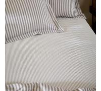 Yard Hebden 100% Cotton Narrow Stripe Fitted Sheet King, Purple