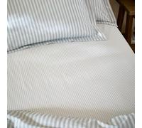 Yard Hebden 100% Cotton Narrow Stripe Fitted Sheet Double, Blue