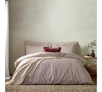 furn. Yard Hebden Mélange Stripe Cotton Duvet Set - Ultra Soft Reversible Striped Bedding (Beetroot - King)