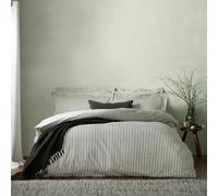 furn. Yard Hebden 100% Cotton Stripe Duvet Cover Set - Reversible Striped Bedding (Black, Double)