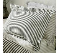 Furn. Yard Hebden Mélange Stripe 100% Cotton Pillowcase Pair - Soft Textured Striped Design (Black - 50x75cm)