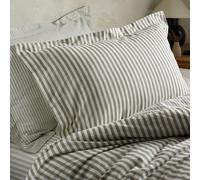 Furn. Yard Hebden Mélange Stripe 100% Cotton Pillowcase Pair - Soft Textured Striped Design (Mole - 50x75cm)