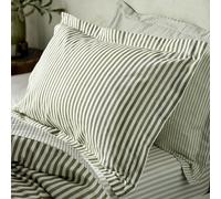 Furn. Yard Hebden Mélange Stripe 100% Cotton Pillowcase Pair - Soft Textured Striped Design (Olive - 50x75cm)