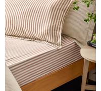Furn. Yard Hebden Mélange Stripe 100% Cotton Pillowcase Pair - Soft Textured Striped Design (Pecan - 50x75cm)