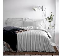 furn. Yard Hebden Mélange Stripe Cotton Duvet Set - Ultra Soft Reversible Striped Bedding (Grey - King)
