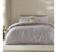 furn. Yard Hebden Mélange Stripe Cotton Duvet Set - Ultra Soft Reversible Striped Bedding (Mauve - Single)
