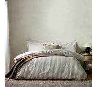 furn. Yard Hebden Mélange Stripe Cotton Duvet Set - Ultra Soft Reversible Striped Bedding (Mole - King)