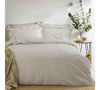 furn. Yard Hebden Mélange Stripe Cotton Duvet Set - Ultra Soft Reversible Striped Bedding (Natural - Single)