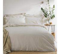 Yard Hebden Mélange Stripe Cotton Duvet Set - Ultra Soft Reversible Striped Bedding (Natural - Single)