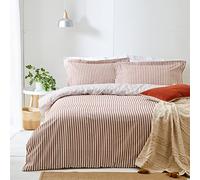 The Linen Yard Hebden Single Duvet Cover Set Cotton Pecan, Red