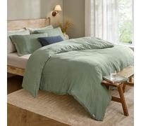 furn. Yard Lark Cotton Muslin Duvet Cover Set - Soft Crinkle Texture Bedding (Eucalyptus - Double), Eucalpytus