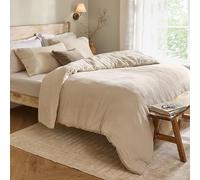 furn. Yard Lark Cotton Muslin Duvet Cover Set - Soft Crinkle Texture Bedding (Natural - Double)