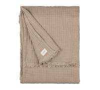 furn. Yard Lark Cotton Muslin Throw - Soft Crinkle Texture Blanket (Mole - 240x260cm)