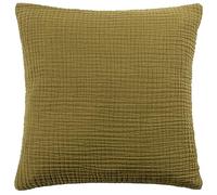 furn. Yard Lark Polyester Filled Cushion - Soft Minimalistic Textured Muslin Cotton Decorative Pillow (Khaki - 45x45cm)