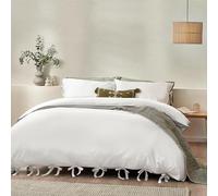 Furn Duvet Cover & Pillowcase Set Riviera Yard Mallow Bow Tie 100% Cotton Warm White Single