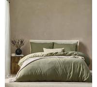 furn. Yard Malton Stripe 100% Cotton Duvet Set - Forest Green - Super King