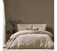 Yard Malton Stripe 100% Cotton Double Duvet Cover Set Linen, Cream