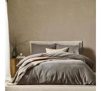 furn. Yard Malton Stripe 100% Cotton Duvet Set - Mole - Double