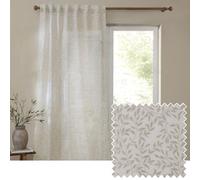 furn. Yard Perrie Leaf Sheer Curtain Panel - Lightweight Woven Tab Top Leaf Print Curtain (Natural - 290x250cm)