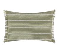 furn. Yard Tide Cotton Outdoor Cushion Cover - Textured Striped Garden Cover with Ruffle Trim (Moss - Cushion Cover Only, 60 x 40 cm)