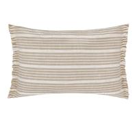 furn. Yard Tide Cotton Outdoor Cushion Cover - Textured Striped Garden Cover with Ruffle Trim (Natural - Cushion Cover Only, 60 x 40 cm)