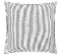 furn. Yard Truro Striped Polyester Filled Cushion - Classic Stripe 100% Cotton Slub Texture Oxford Edge Decorative Pillow (Grey - 45x45cm)