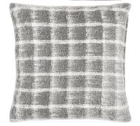 furn. Yard Yarrow Check Feather Filled Cushion - Faux Mohair Wool Blend Cushion (Flint Grey - 45x45cm)