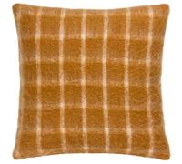 furn. Yard Yarrow Check Feather Filled Cushion - Faux Mohair Wool Blend Cushion (Ginger - 45x45cm)