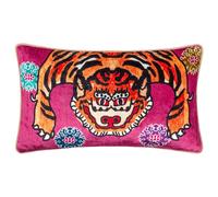 Furn Year Of The Tiger Velvet Cushion Cover - Pink - 50cm x 30cm - Pink - 100% Mixed