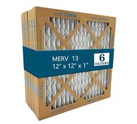Furnace AC Air Filter MERV 13, 12" x 12" x 1" Pleated Air Filter for HVAC System (Pack of 6)