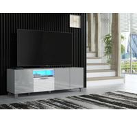 Furneo 150Cm Tv Stand Grey White High Gloss Matt Unit Cabinet Blue Led Lights Enzo 14