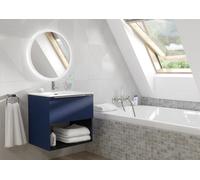 Furneo Bathroom Vanity Unit Floating Storage Basin Blueberry Matt 1-Drawer 60Cm With Chrome Handle