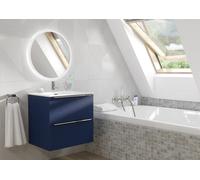 Furneo Bathroom Vanity Unit Floating Storage Basin Blueberry Matt 2-Drawer 60Cm With Chrome Handle