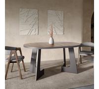 Furneo Belagio, Dark Oak Effect, Modern Round Extending Dining Table, 110Cm To 160Cm