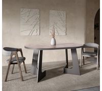 Furneo Belagio, Oak Halifax Effect, Modern Round Extending Dining Table, 110Cm To 160Cm