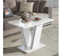 Furneo Glass Coffee Side Table White Modern Living Room Furniture