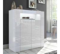 Furneo High Gloss & Matt White 2-Door Sideboard Cabinet Cupboard Unit Clifton 01 White Led Lights