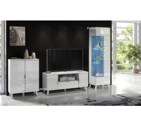Furneo High Gloss & Matt White Living Room Set Tv Stand Display Cabinet Sideboard Azzurro 8/12/14 Blue Led Lights