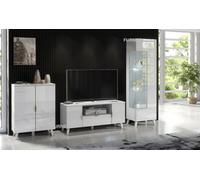 Furneo High Gloss & Matt White Living Room Set Tv Stand Display Cabinet Sideboard Azzurro 8/12/14 White Led Lights